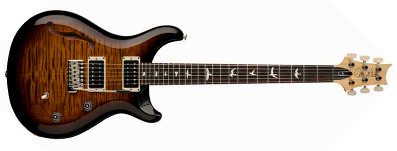 Prs Ce 24 Semi-hollow Bolt-on Usa 2h Trem Rw - Black Amber - Guitare Électrique 1/2 Caisse - Main picture