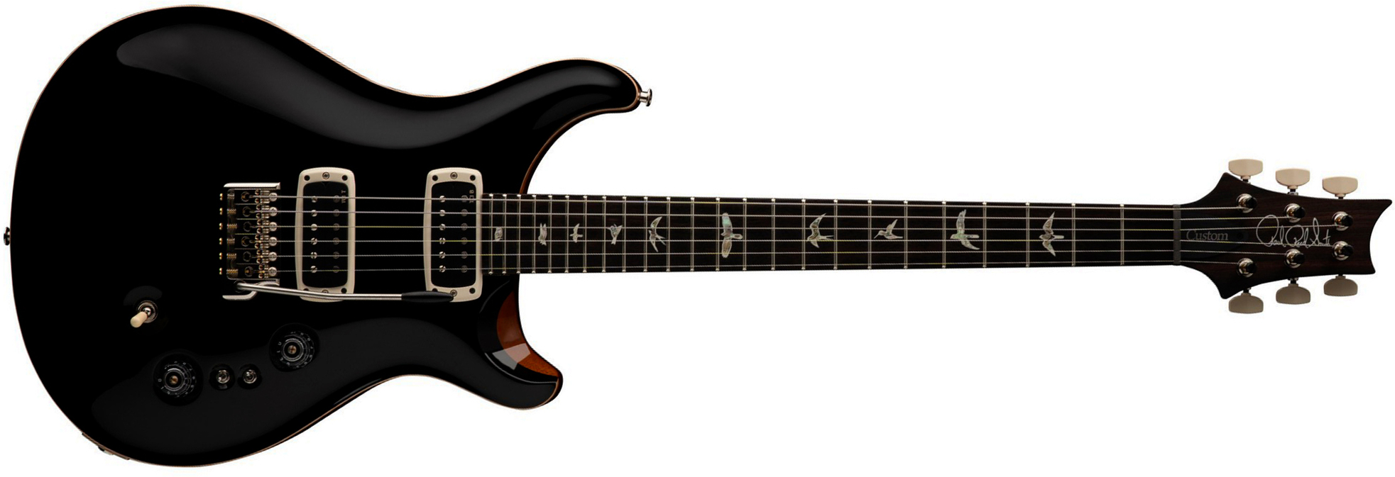 Prs Custom 24-08 Usa 2h Tci Trem Rw - Black Top / Natural Back - Guitare Électrique Double Cut - Main picture