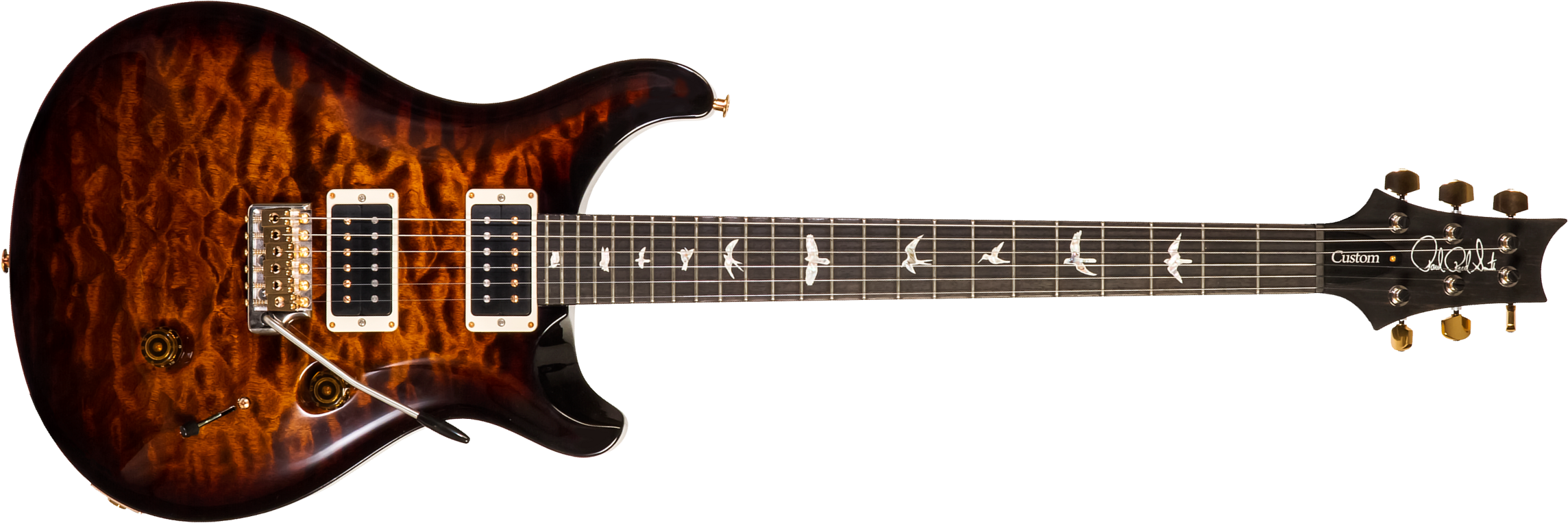 Prs Custom 24 10 Top Usa 2h Trem Rw #21-0332207 - Black Gold Burst - Guitare Électrique Double Cut - Main picture