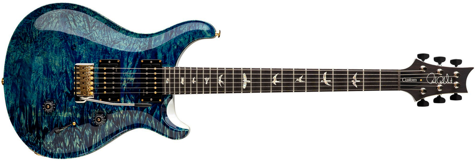 Prs Custom 24 Usa 2h Dmo Trem Rw - River Blue Pearl - Guitare Électrique Double Cut - Main picture