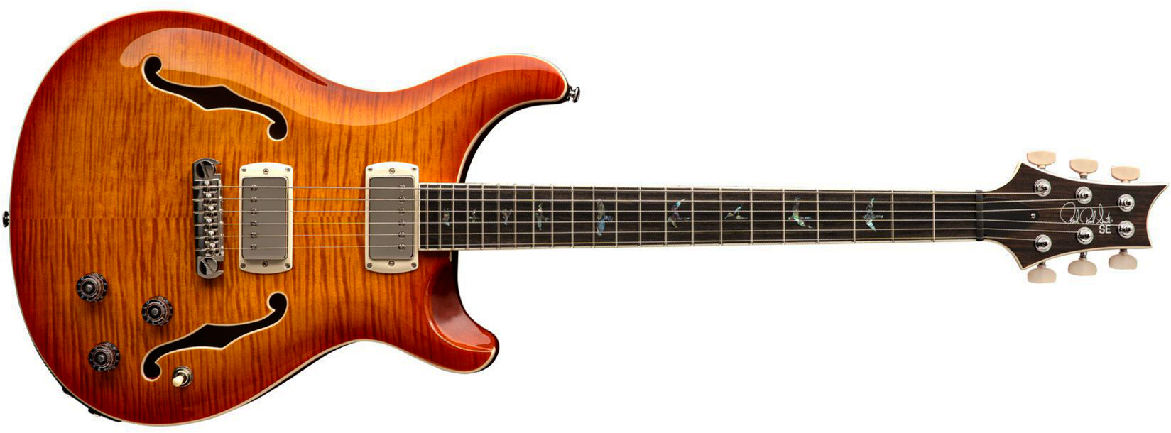 Prs Hollowbody Ii Piezo Se (wing Tuners) 2h Ht Eb - Vintage Sunburst - Guitare Électrique 1/2 Caisse - Main picture