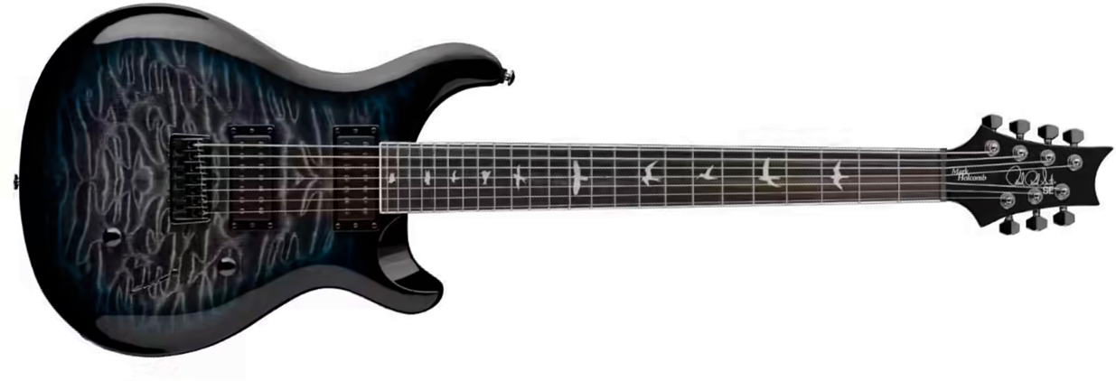 Prs Mark Holcomb Svn Se Signature 7c Baryton 2hseymour Duncan  Ht Eb - Holcomb Blue Burst - Guitare Électrique Baryton - Main picture