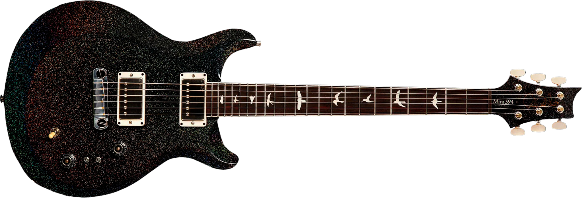 Prs Mira 594 S2 Usa 2h Ht Rw - Black Rainbow Holoflake - Guitare Électrique Double Cut - Main picture