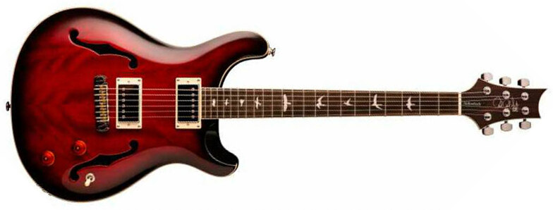 Prs Se Custom 22 Semi-hollow Hh Ht Rw +housse - Fire Red Burst - Guitare Électrique Double Cut - Main picture