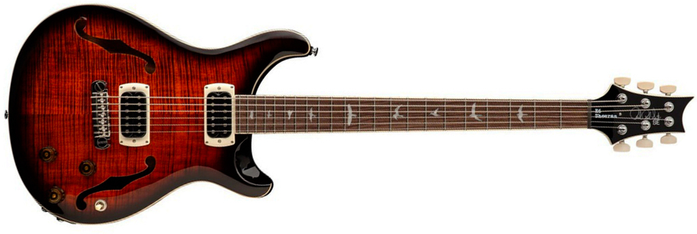 Prs Se Ed Sheeran Hollowbody I Piezo Baritone Signature Baryton 2h Ht Rw - Orange Tiger Smokeburst - Guitare Électrique Baryton - Main picture