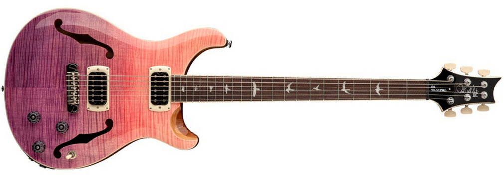 Prs Se Ed Sheeran Hollowbody I Piezo Baritone Signature Baryton 2h Ht Rw - Pink Ombre - Guitare Électrique Baryton - Main picture
