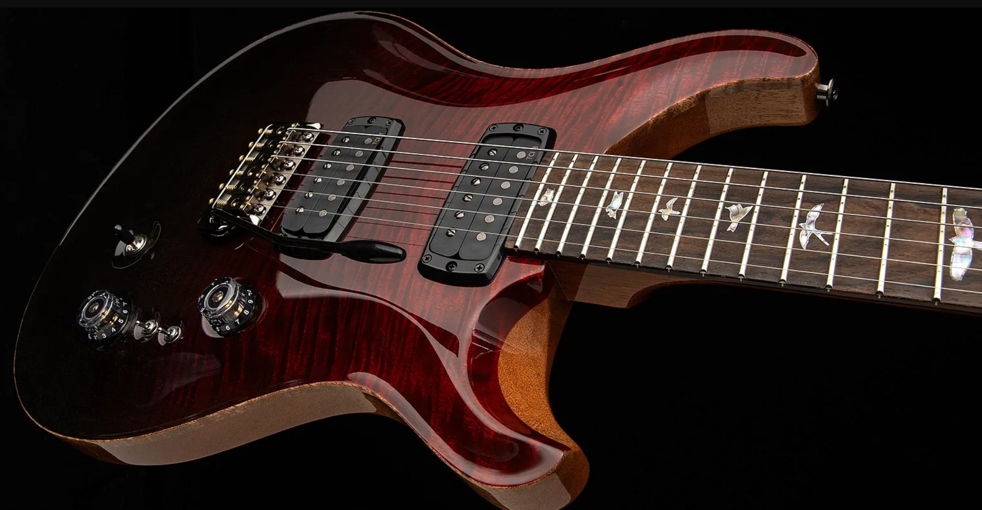 Prs Custom 24-08 Mango Top Ltd Usa 2h Trem Rw - Fire Red Gray/black Fade - Guitare Électrique Double Cut - Variation 1