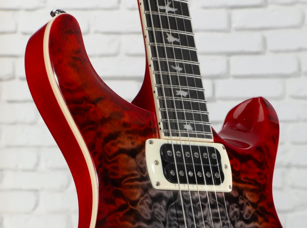 Prs Custom 24-08 Quilt Se (wing Tuners) 2h Trem Rw - Charcoal Cherry Burst - Guitare Électrique Double Cut - Variation 2