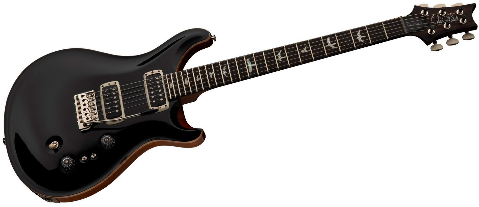 Prs Custom 24-08 Usa 2h Tci Trem Rw - Black Top / Natural Back - Guitare Électrique Double Cut - Variation 2