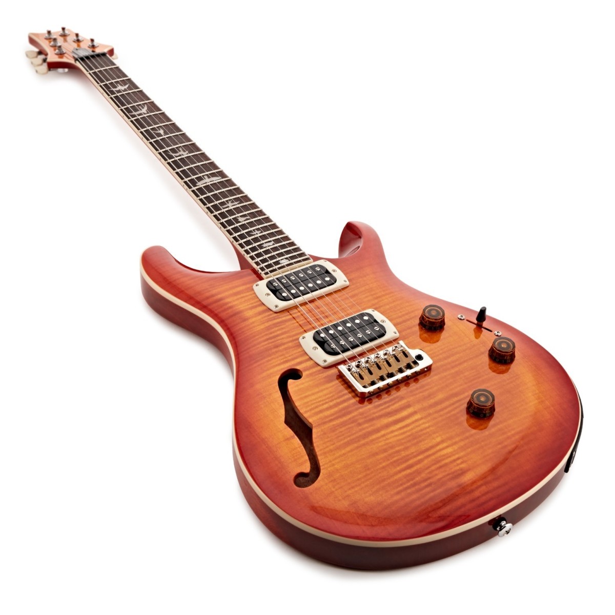 Prs Custom 24 Semi Hollow Piezo Se (wing Tuners) 2h Ht Rw - Vintage Sunburst - Guitare Électrique 1/2 Caisse - Variation 1