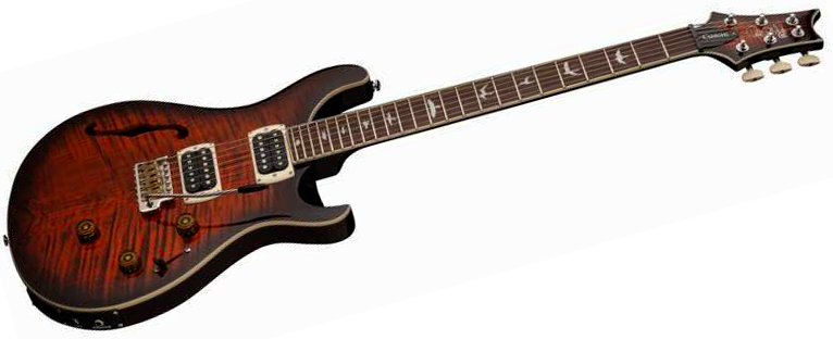 Prs Custom 24 Semi Hollow Piezo Se (wing Tuners) 2h Ht Rw - Orange Tiger Smokeburst - Guitare Électrique 1/2 Caisse - Variation 2