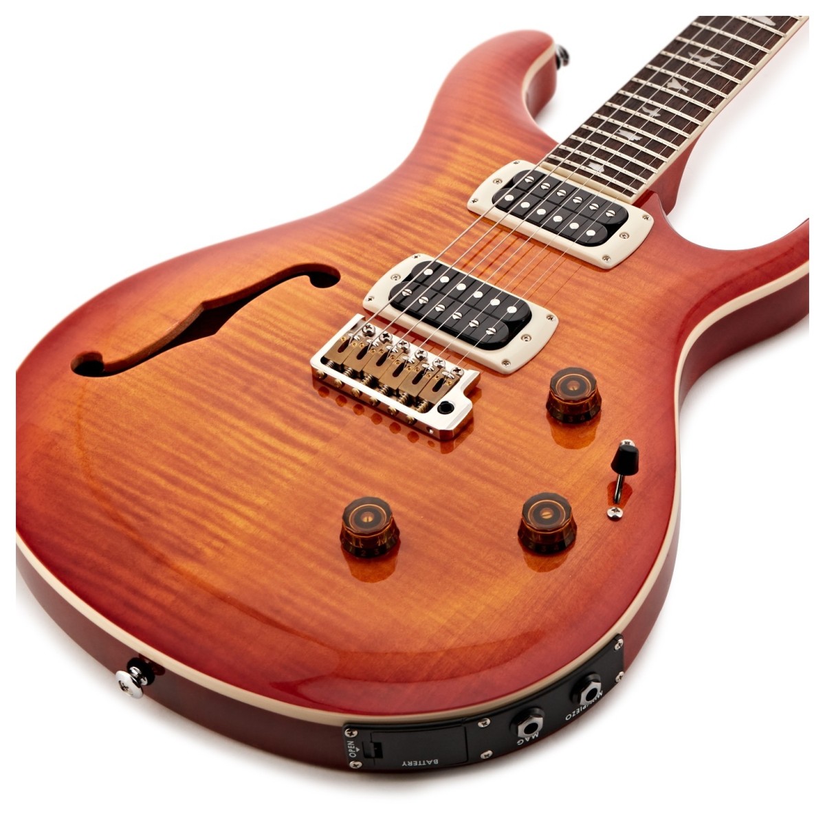 Prs Custom 24 Semi Hollow Piezo Se (wing Tuners) 2h Ht Rw - Vintage Sunburst - Guitare Électrique 1/2 Caisse - Variation 2