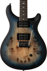 Guitare électrique double cut Prs SE Exotic Veneer Custom 24-08 Poplar Burl - Lake blue midnight burst