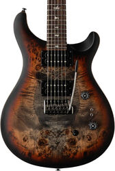 Guitare électrique double cut Prs SE Exotic Veneer Custom 24-08 Poplar Burl - Charcoal cherry midnight burst