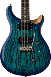 Guitare électrique double cut Prs SE Exotic Veneer Custom 24 Burled Ash - Lake blue