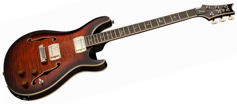 Prs Hollowbody Ii Piezo Se (wing Tuners) 2h Ht Eb - Orange Tiger Smokeburst - Guitare Électrique 1/2 Caisse - Variation 1