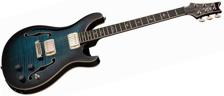 Prs Hollowbody Ii Piezo Se (wing Tuners) 2h Ht Eb - Peacock Blue Burst - Guitare Électrique 1/2 Caisse - Variation 1