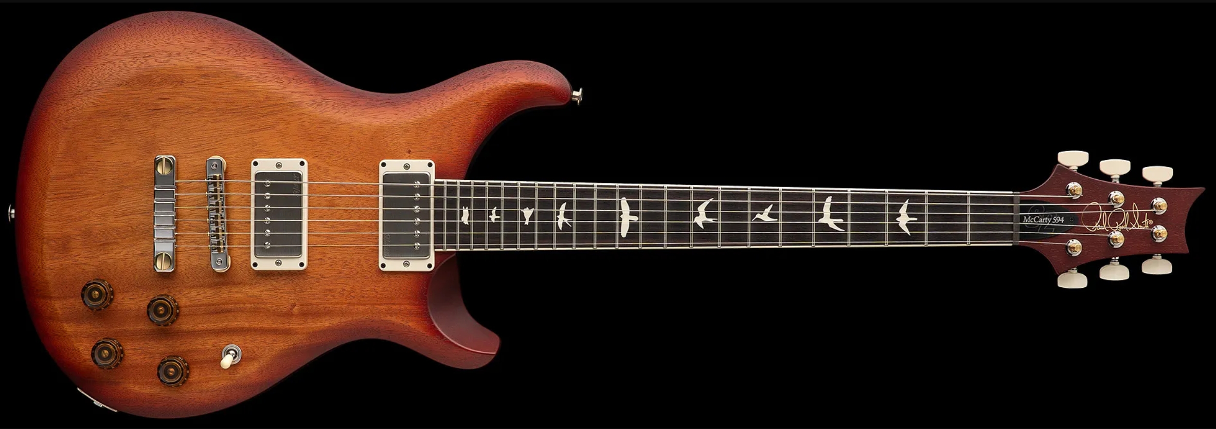 Prs Mccarty 594 Thinline S2 Usa 2h 58/15lt Ht Rw - Dark Cherry Sunburst Satin - Guitare Électrique Double Cut - Variation 3