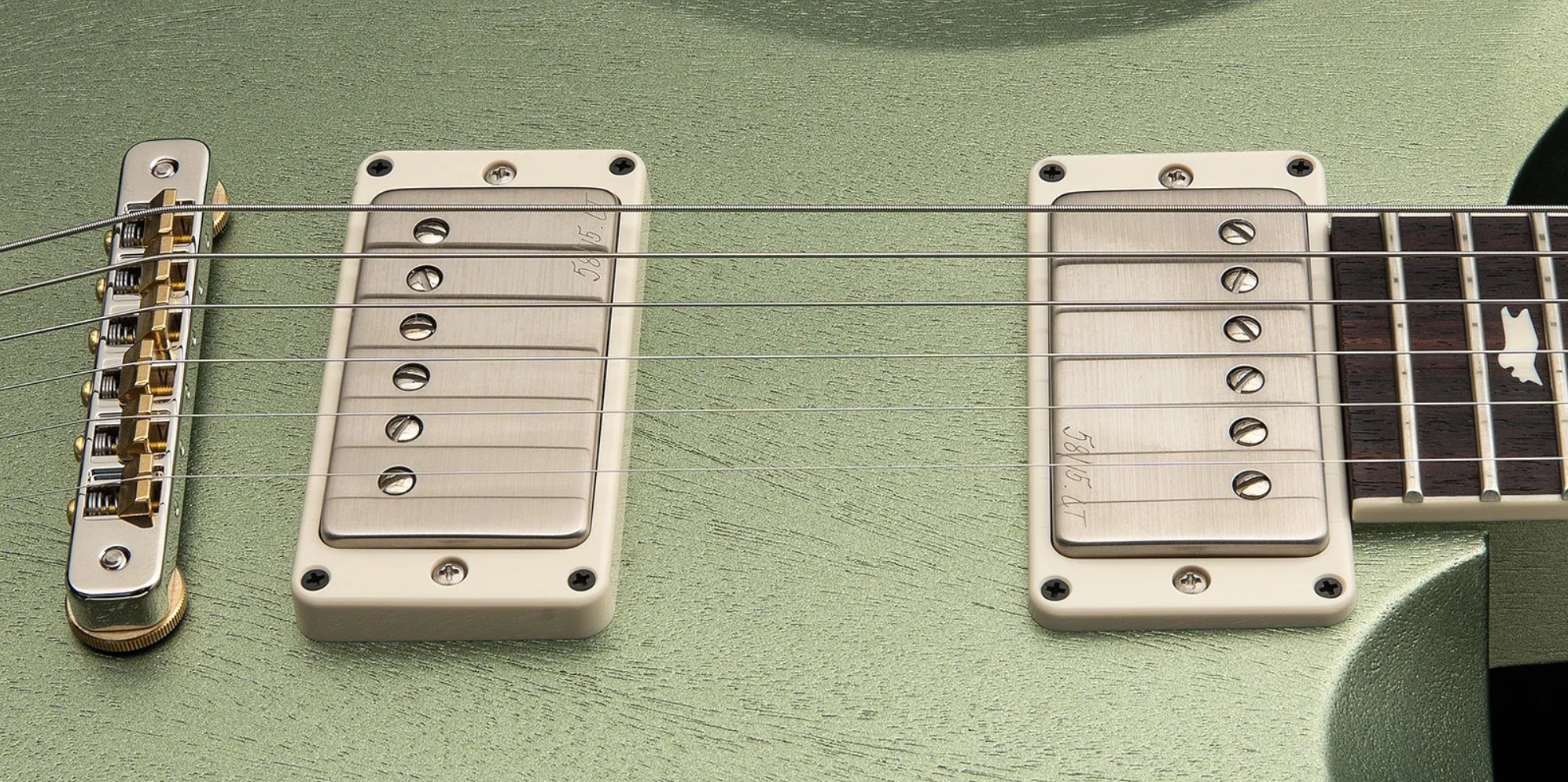 Prs Mccarty 594 Thinline S2 Usa 2h 58/15lt Ht Rw - Mavis Mint Metallic Satin - Guitare Électrique Double Cut - Variation 4