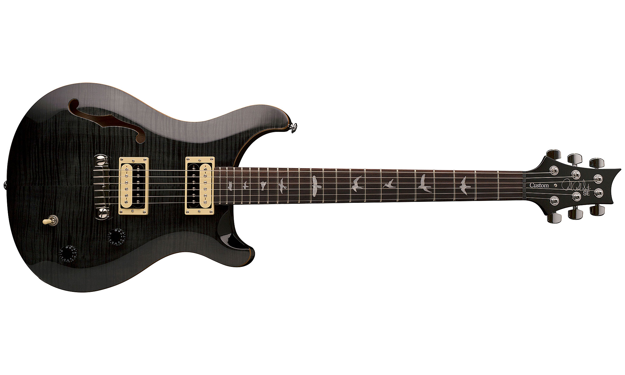 Prs Se Custom 22 Semi-hollow 2017 Hh Ht Rw - Gray Black - Guitare Électrique 1/2 Caisse - Variation 1