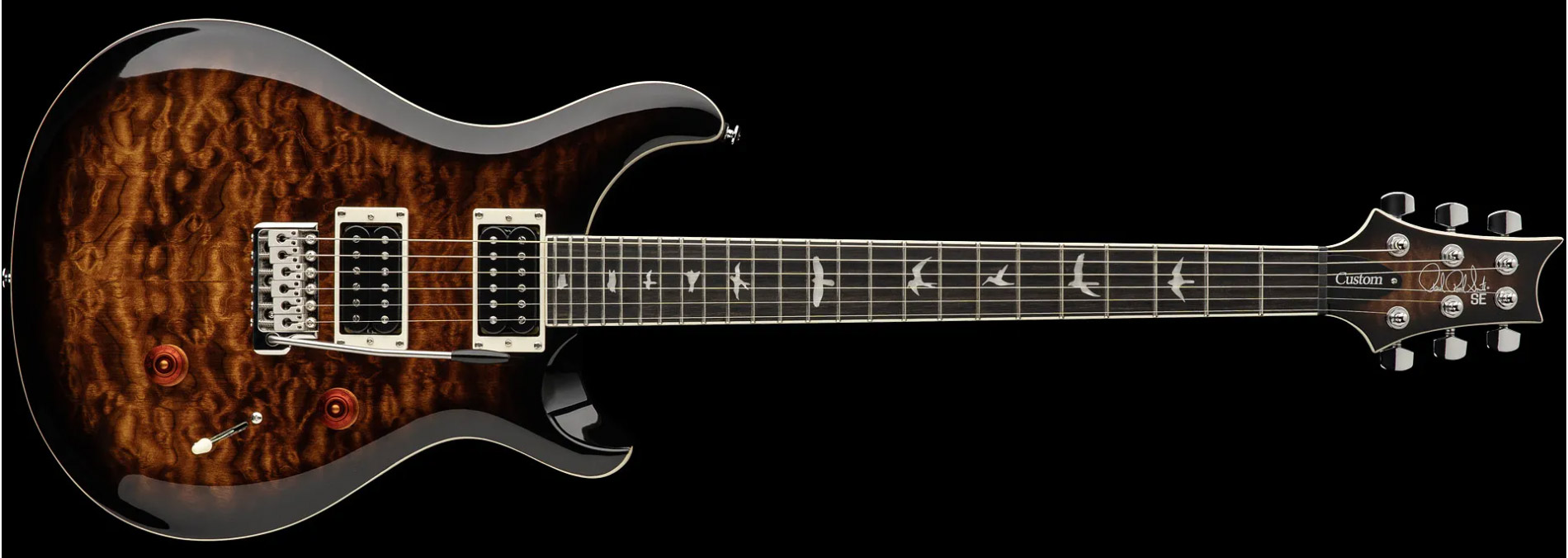 Prs Se Custom 24 Quilt 2h Trem Eb - Black Gold Burst - Guitare Électrique Double Cut - Variation 2