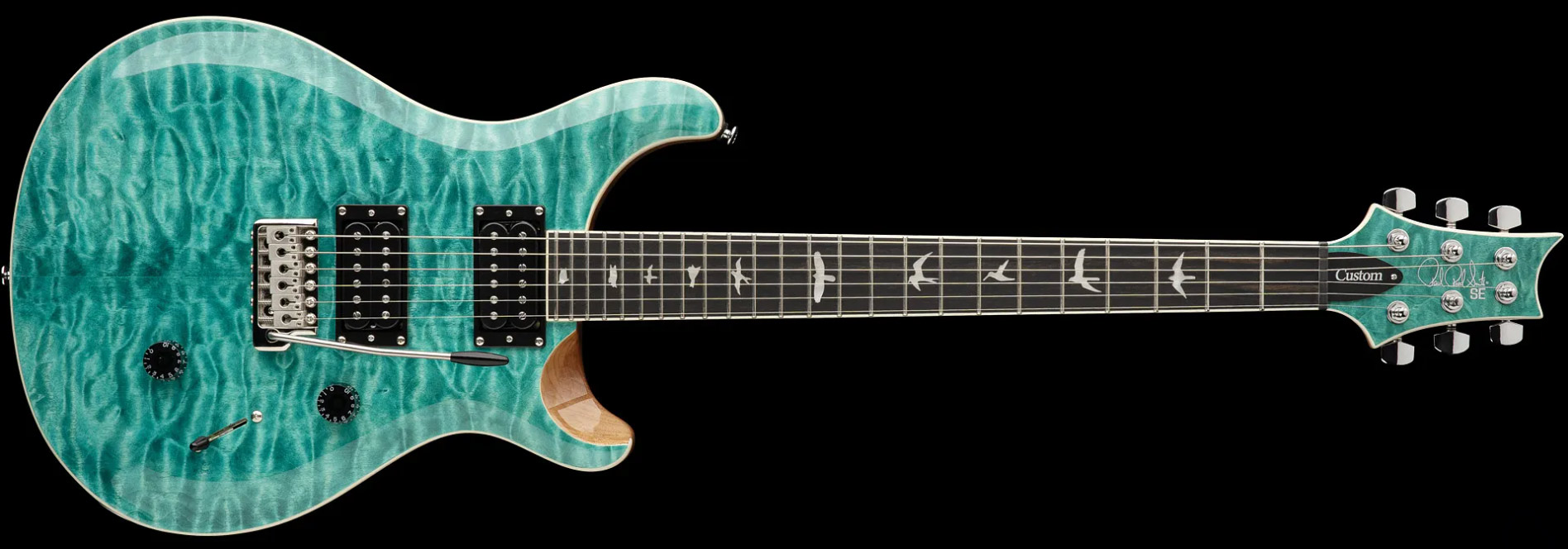 Prs Se Custom 24 Quilt 2h Trem Eb - Turquoise - Guitare Électrique Double Cut - Variation 3