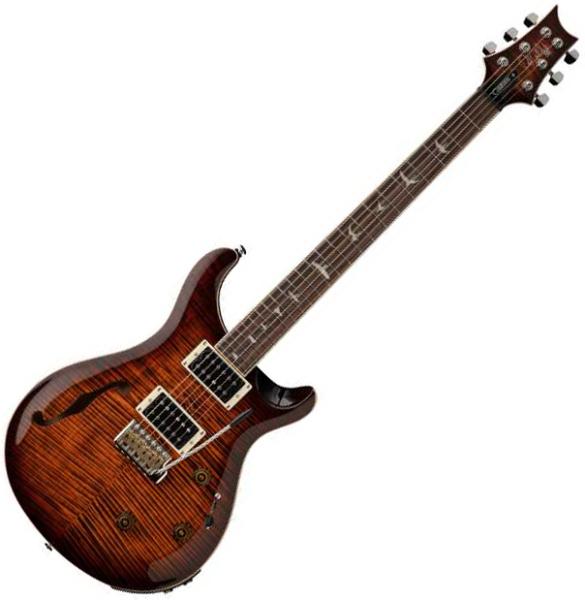 Prs SE Custom 24 Semi-Hollow Piezo - orange tiger smokeburst Semi