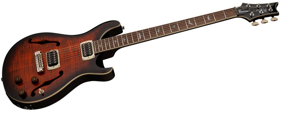Prs Se Ed Sheeran Hollowbody I Piezo Baritone Signature Baryton 2h Ht Rw - Orange Tiger Smokeburst - Guitare Électrique Baryton - Variation 2