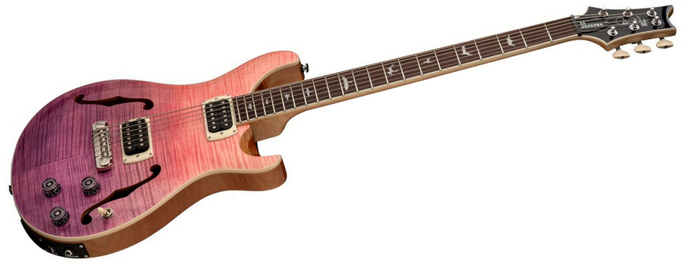 Prs Se Ed Sheeran Hollowbody I Piezo Baritone Signature Baryton 2h Ht Rw - Pink Ombre - Guitare Électrique Baryton - Variation 2