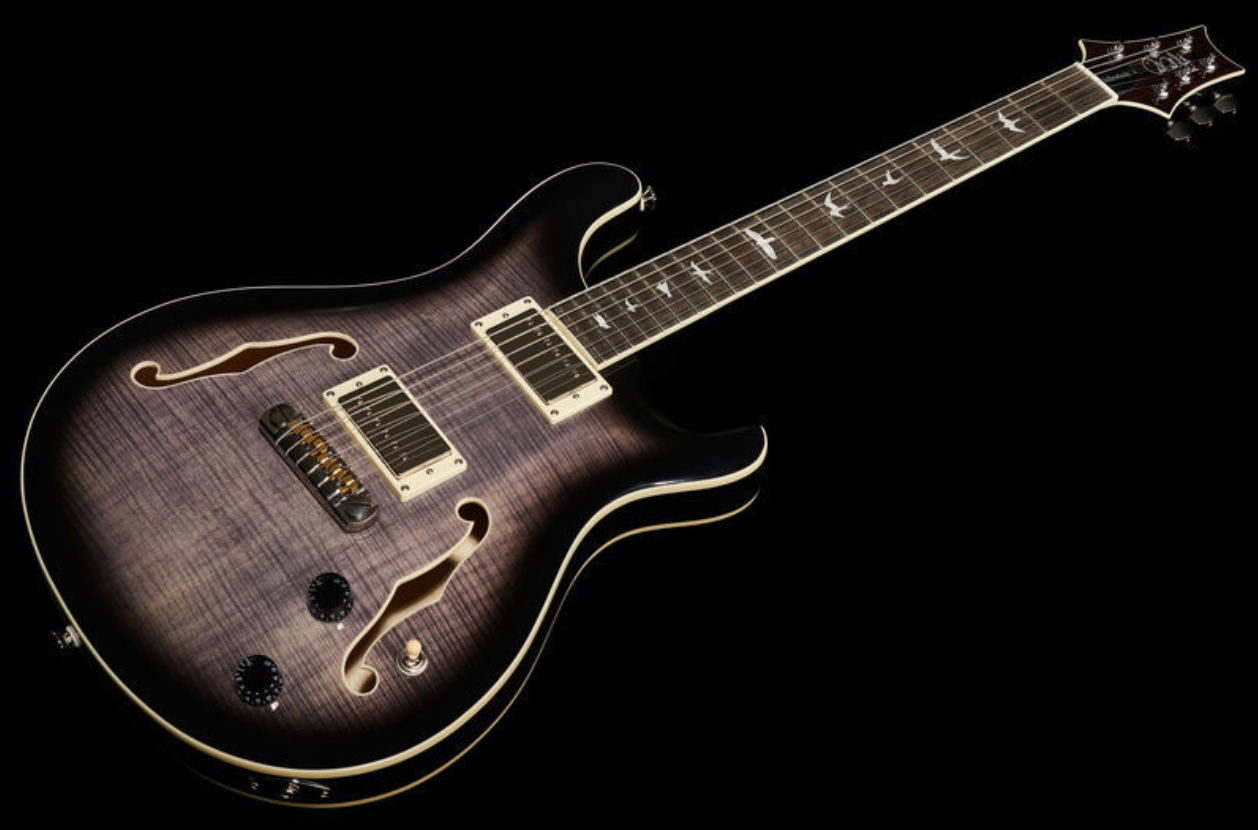 Prs Se Hollowbody Ii 2020 Hh Trem Eb +etui - Charcoal Burst - Guitare Électrique 1/2 Caisse - Variation 1