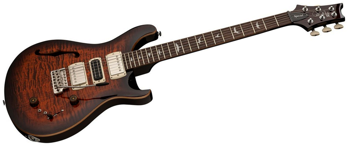 Prs Special Semi Hollow Se (wing Tuners) 2h Ht Rw - Orange Tiger Smokeburst - Guitare Électrique 1/2 Caisse - Variation 1