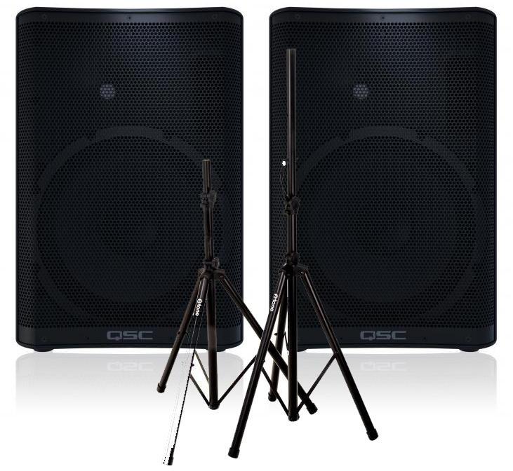 Pack sonorisation Qsc 2 x CP12 + XH 6310 Pied Enceinte Paire + Sac