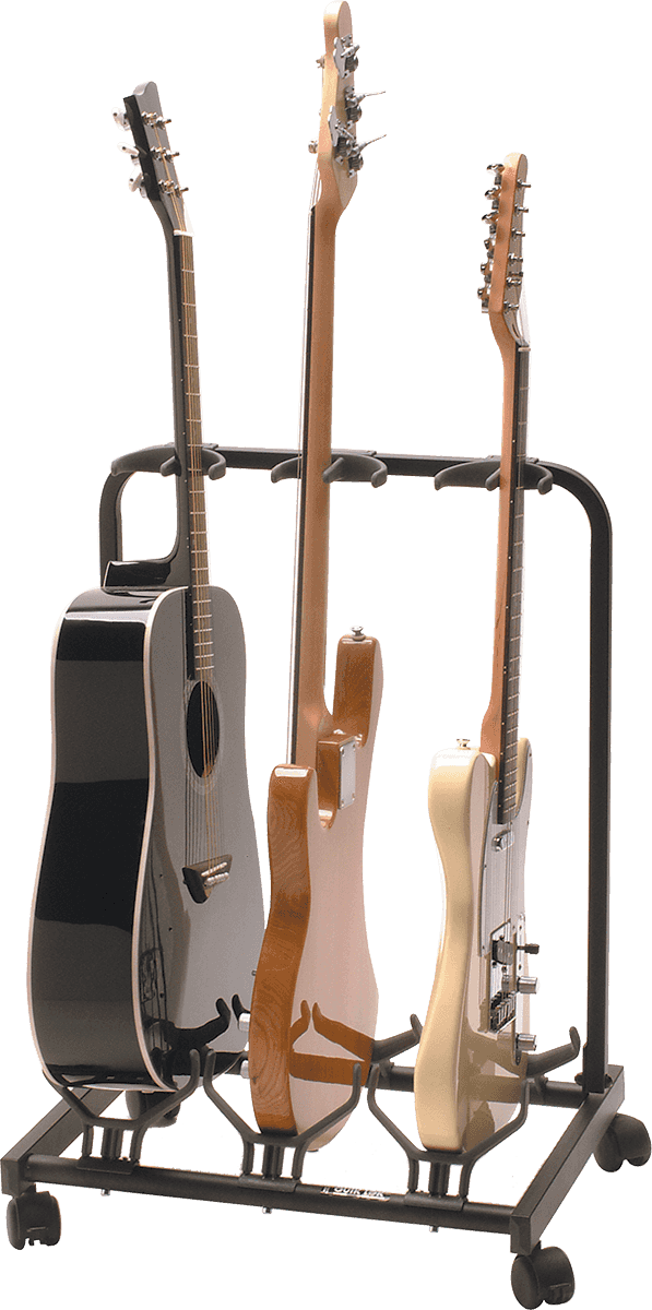Quiklok Stand Pour 3 Guitares Avec Roulettes - Noir - Stand & Support Guitare & Basse - Variation 1