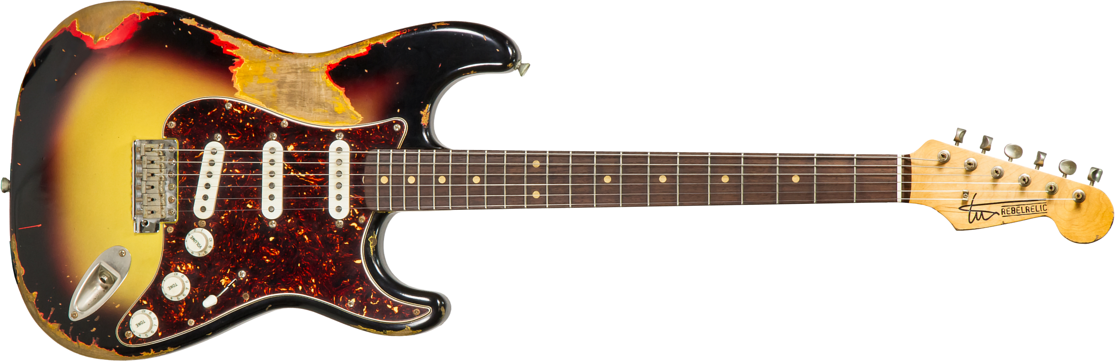 Rebelrelic S-series 62 Rw #62110 - Heavy Aging 3-tone Sunburst - Guitare Électrique Forme Str - Main picture