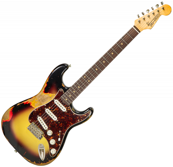 Guitare électrique solid body Rebelrelic S-Series 62 #62110 - Heavy aging 3-tone sunburst