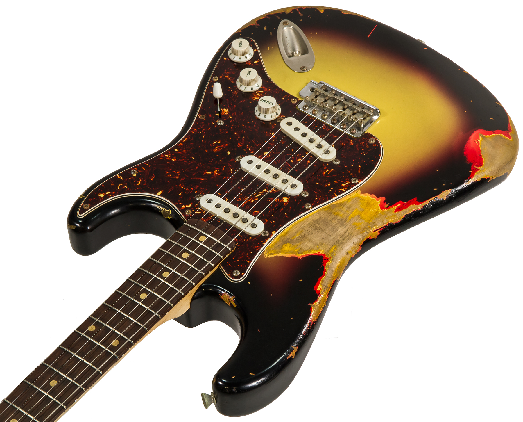 Rebelrelic S-series 62 Rw #62110 - Heavy Aging 3-tone Sunburst - Guitare Électrique Forme Str - Variation 2