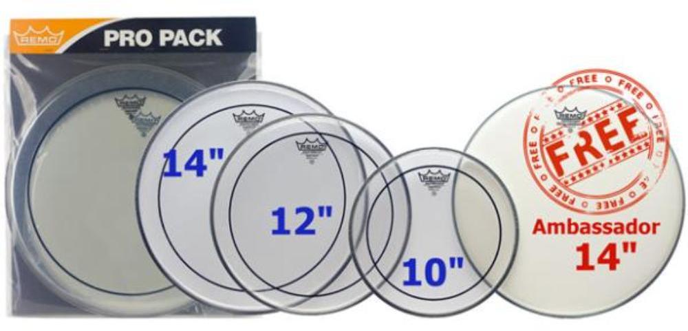 Pack peaux Remo PACK PINSTRIPE TRANSPARENTE 10 12 14 + 14 AMBASADOR SABLEE - Pack peaux