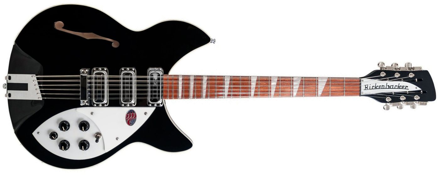 Rickenbacker Model 1993 Plus Jg 12c 2h Ht Rw - Jetglo - Guitare Électrique 1/2 Caisse - Main picture