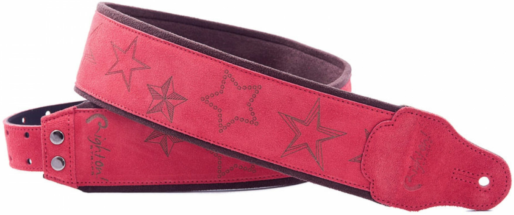 Righton Straps Jazz Stars Leather Guitar Strap Cuir 2.75inc Red - Sangle Courroie - Main picture
