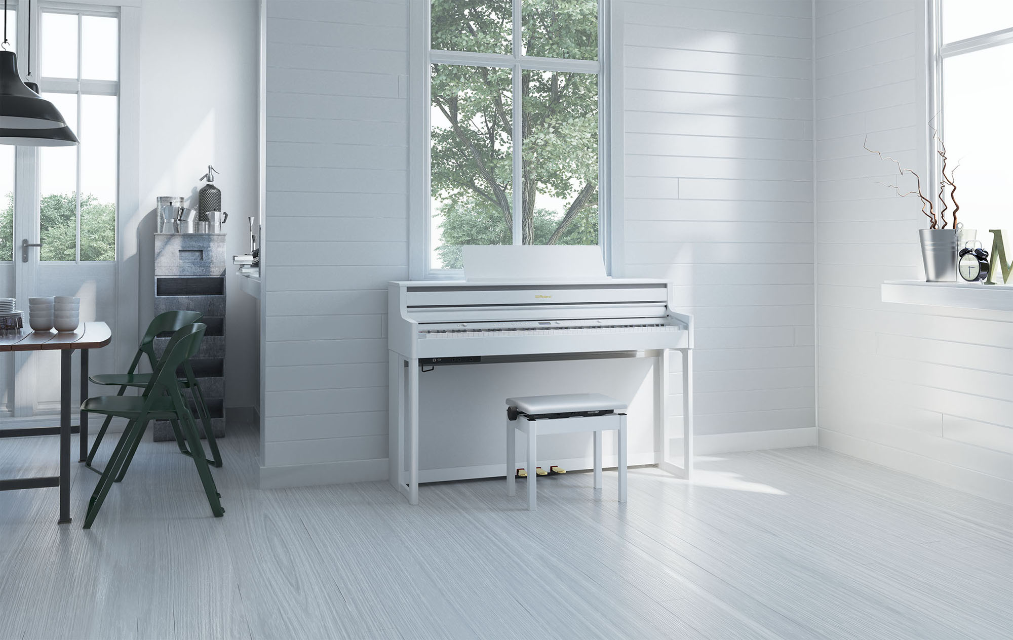 Roland Hp704 Wh White - Piano NumÉrique Meuble - Variation 1