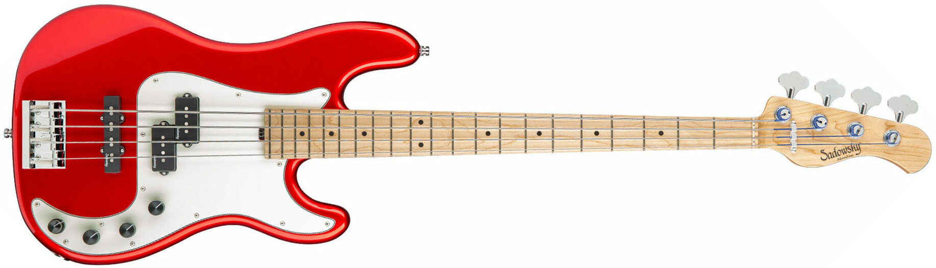 Sadowsky Hybrid P/j Bass 21 Fret Ash 4c Metroline All Active Mn - Solid Candy Apple Red - Basse Électrique Solid Body - Main picture