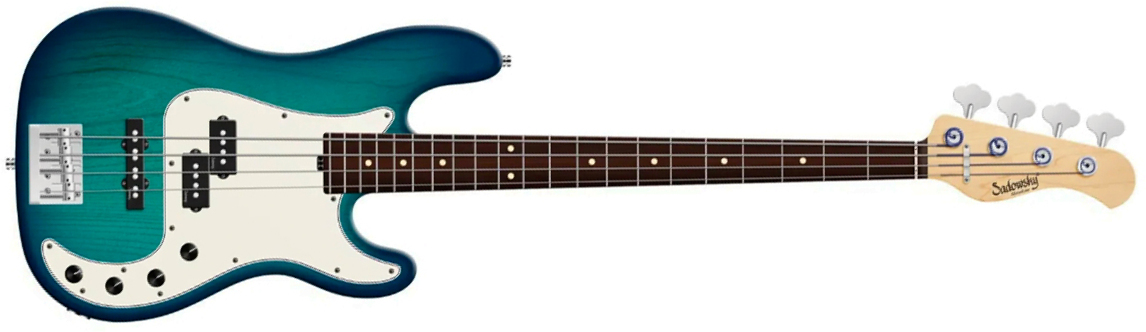 Sadowsky Hybrid Pj Bass 21 Fret Alder 4c Metroline All Active Mor - Bora Blue Burst Transparent Satin - Basse Électrique Solid Body - Main picture