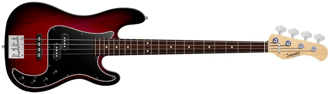 Sadowsky Hybrid Pj Bass 21 Fret Alder 4c Metroline All Active Mor - Burgundy Blackburst Transparent Satin - Basse Électrique Solid Body - Main picture