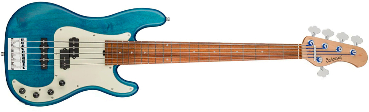 Sadowsky Hybrid Pj Bass 21 Fret Alder 5c Metroline All Active Mor - Ocean Blue Transparent Satin - Basse Électrique Solid Body - Main picture
