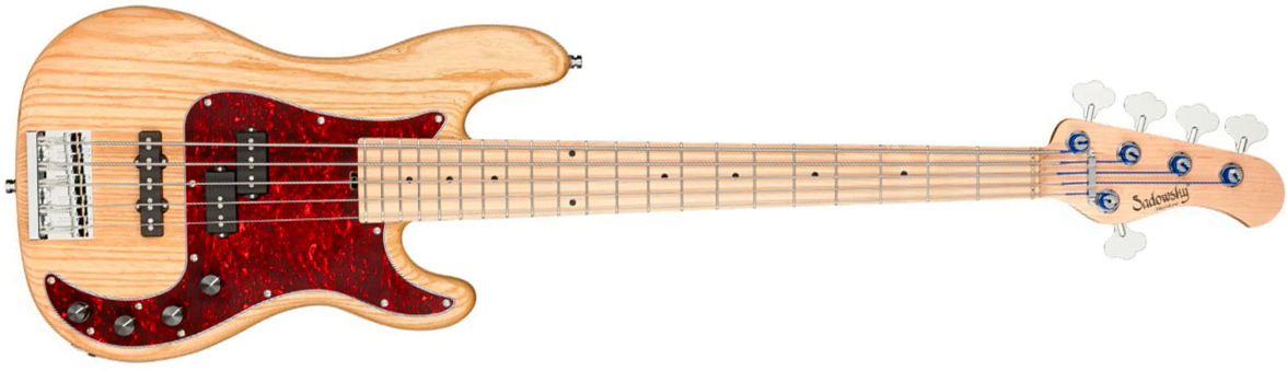 Sadowsky Hybrid Pj Bass 21 Fret Ash 5c Metroline All Active Mn - Natural Transparent Satin - Basse Électrique Solid Body - Main picture