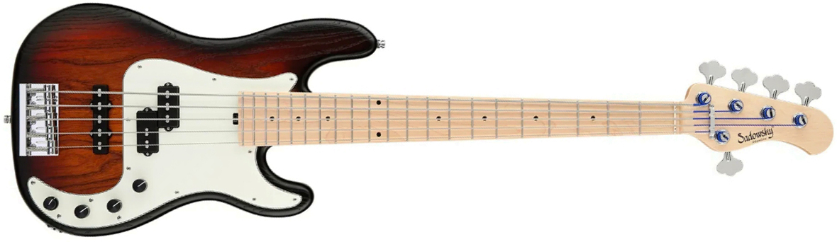 Sadowsky Hybrid Pj Bass 21 Fret Ash 5c Metroline All Active Mn - Almond Sunburst Transparent Satin - Basse Électrique Solid Body - Main picture