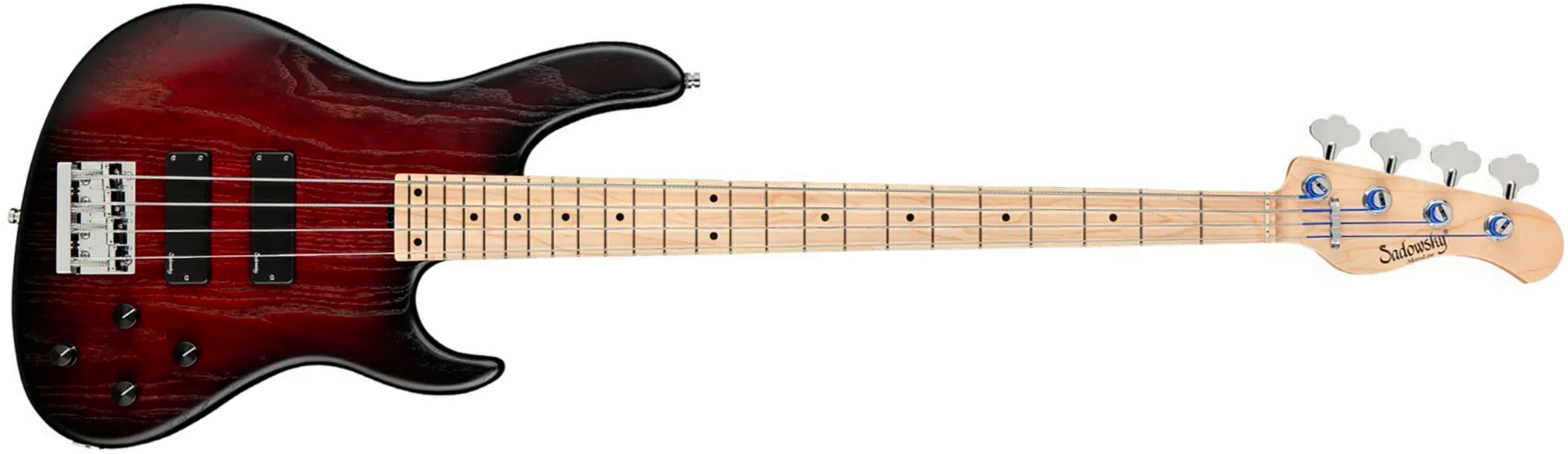 Sadowsky Modern Bass 24 Fret Ash 4c Metroline All Active Mn - Burgundy Blackburst Transparent Satin - Basse Électrique Solid Body - Main picture