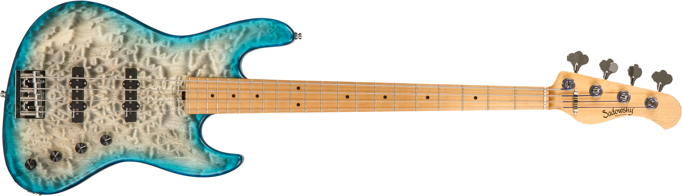 Sadowsky Standard J/j Bass 21 Fret Ash 4c Metroline Ltd All Active Mn - Whale Blue Trans Satin - Basse Électrique Solid Body - Main picture