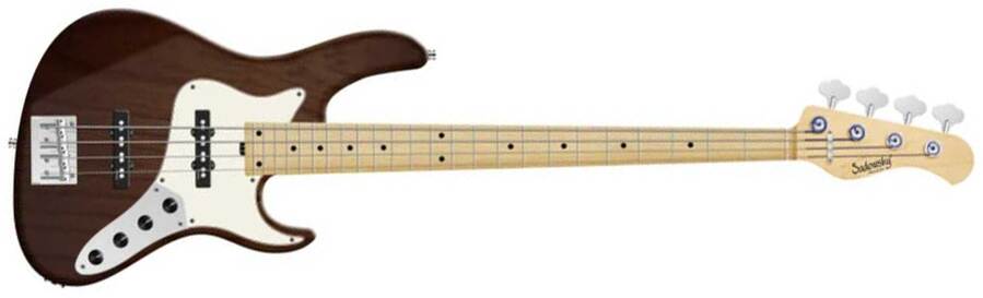 Sadowsky Vintage J/j Bass 24 Fret Ash 4c Metroline All Active Mn - Antique Tobacco Trans. Satin - Basse Électrique Solid Body - Main picture