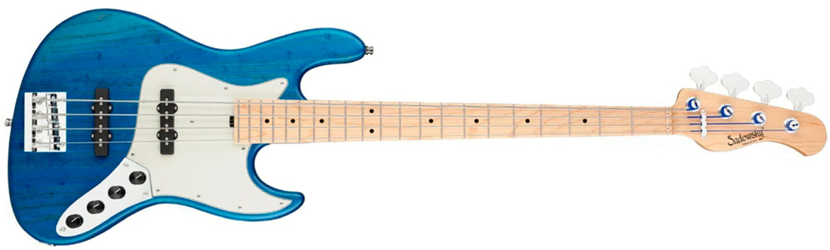 Sadowsky Vintage Jj Bass 21 Fret Ash 4c Metroline All Active Mn - Ocean Blue Transparent Satin - Basse Électrique Solid Body - Main picture